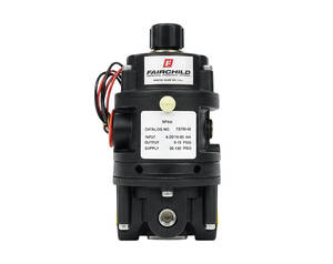 ترانسدیوسر فشار الکترواپنوماتیک FAIRCHILD مدل T5700-40 با نشانگر فشار خروجی، اتصالات ورودی و خروجی هوا، مناسب کنترل دقیق فشار صنعتی و فرآیندهای حساس