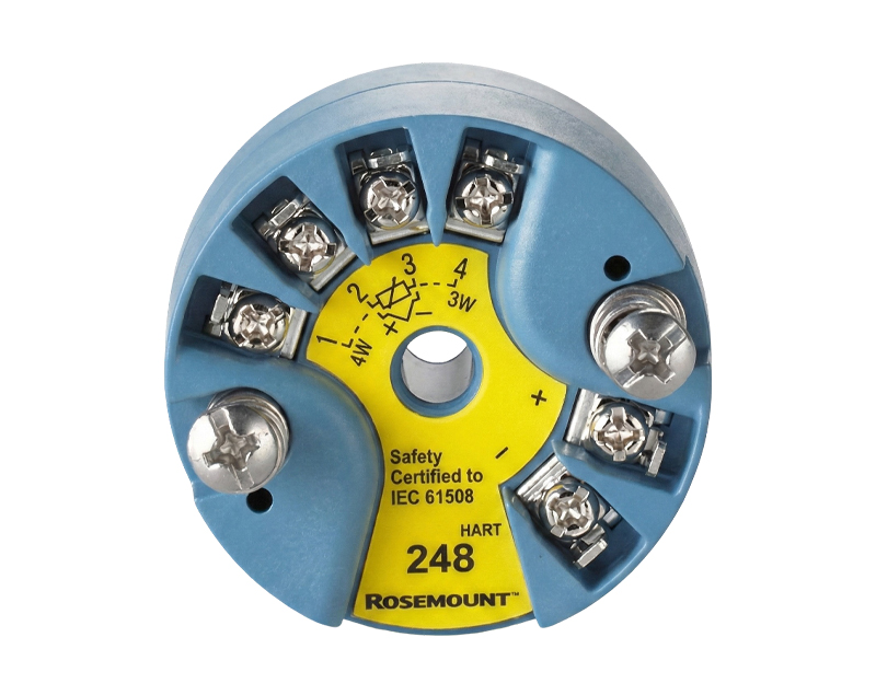 Rosemount-248-Head-Mount-Temperature-Transmitter — دراک ترانسمیتر دمای HEAD MOUNT Rosemount 248 با بدنه مقاوم و گزینه نصب DIN و سر جهانی، مناسب محیطهای فرآیندی و سیستمهای ابزار ایمنی