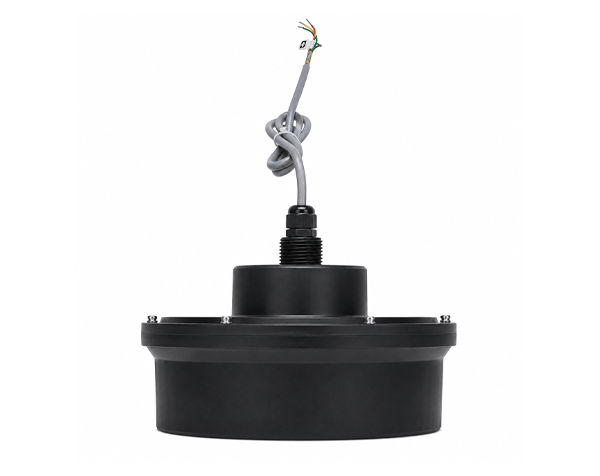 FDU85 — DERAAK Black circular ceiling light canopy with a twisted gray electrical cord and exposed wires at the top, awaiting a pendant or shade installation