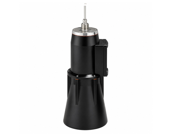 fdu-96-endresshauser — DERAAK Compact black spindle motor with vertical metal shaft protruding from the top, mounted on a conical base