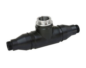 فلو اسمبلی Flowfit CUA252 با طراحی عمودی و متریال PE100، بهینه شده برای اندازه‌گیری دقیق کدورت با سنسور Turbimax CUS52D در فرآیندهای آب آشامیدنی.