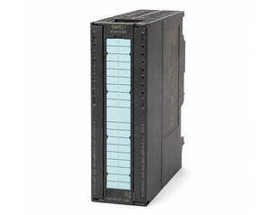 Industrial PLC module with a blue terminal strip and black enclosure (model SM321), used for programmable logic control inputs/outputs.