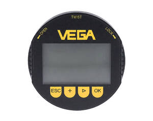 ماژول نمایشگر و تنظیمات وگا مدل PLICSCOM با صفحه نمایش LCD و دکمه‌های کنترلی زرد رنگ