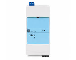 White electrical enclosure with a blue front panel and top blue terminal block, likely a control module (ETC 625)